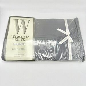 Wamsutta Elite Sateen Twin Flat Sheet 100% Pima Cotton 250 TC Made in USA Cinder